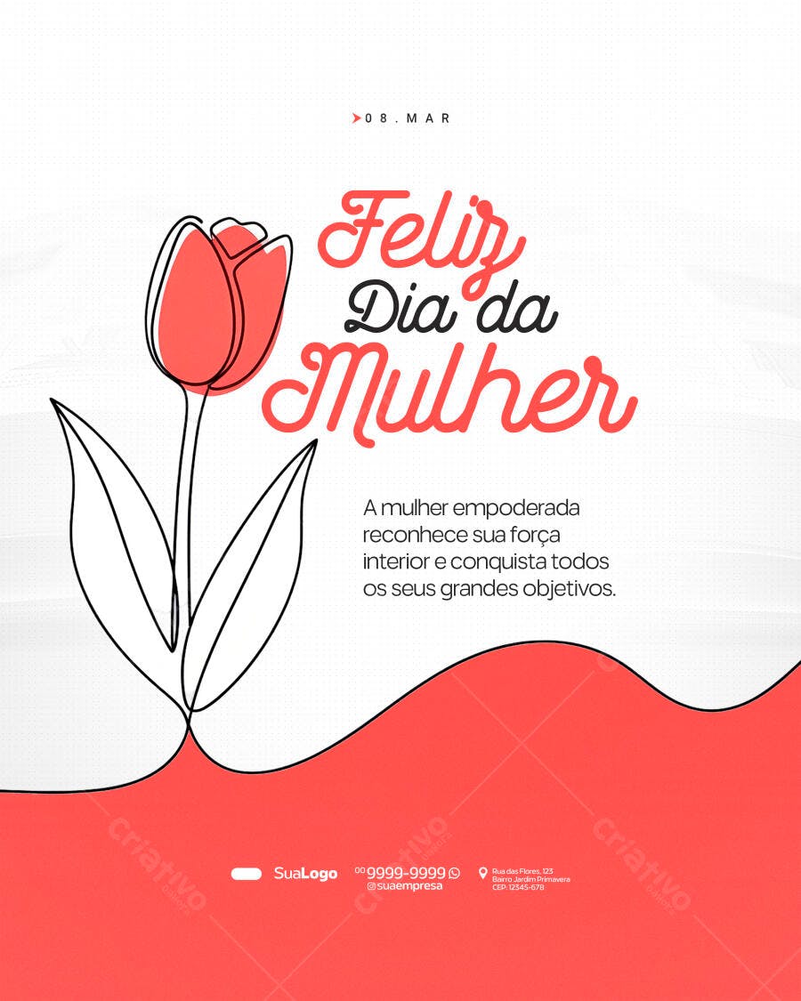 Post Dia Internacional da Mulher 8 de Março PSD Editável