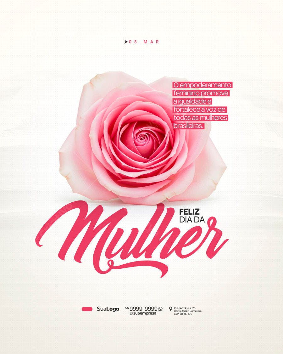 Post Instagram Dia da Mulher 8 de Março PSD Editável
