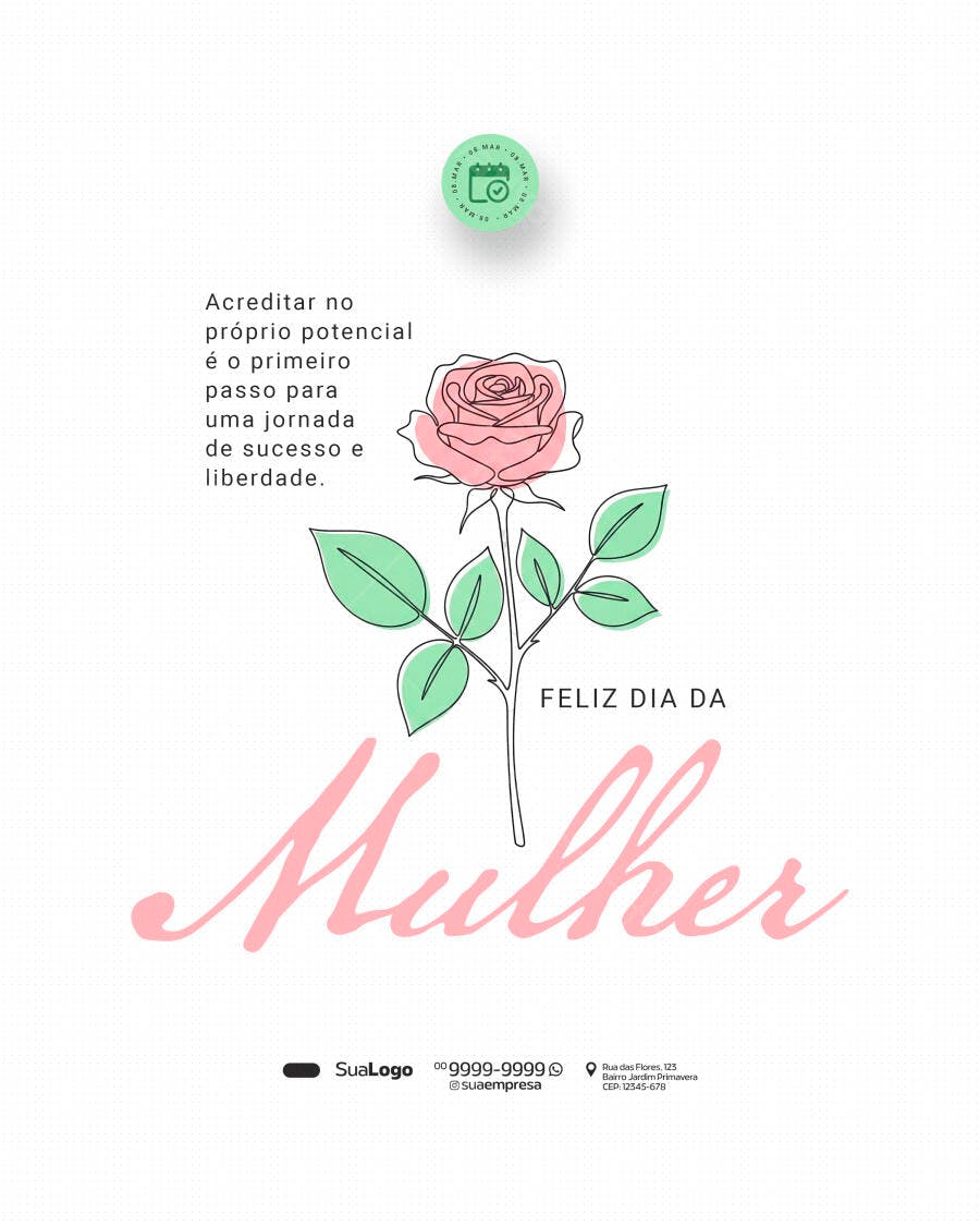 Post Instagram Dia da Mulher 8 de Março PSD Editável