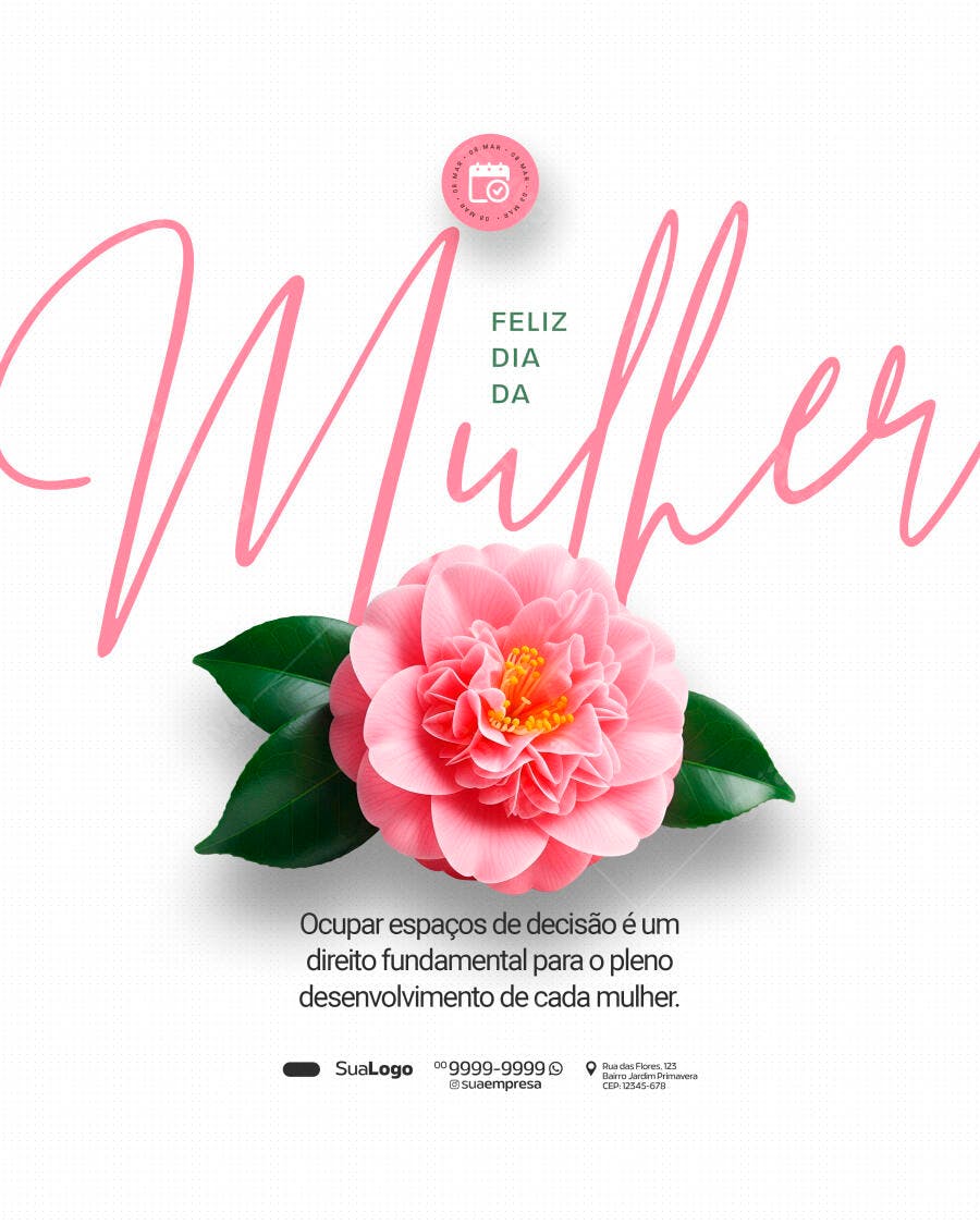 Post Dia Internacional da Mulher 8 de Março PSD Editável