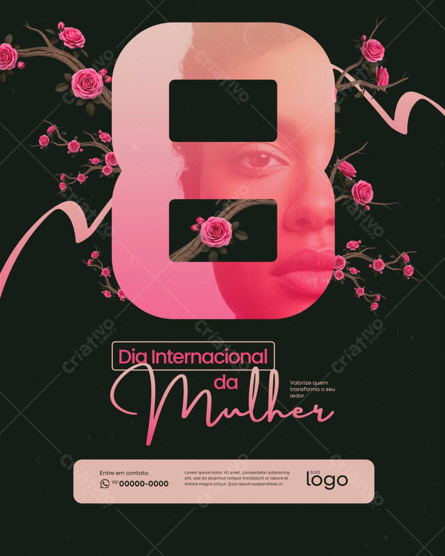 Post Instagram Dia Internacional da Mulher 8 de Março PSD Editável