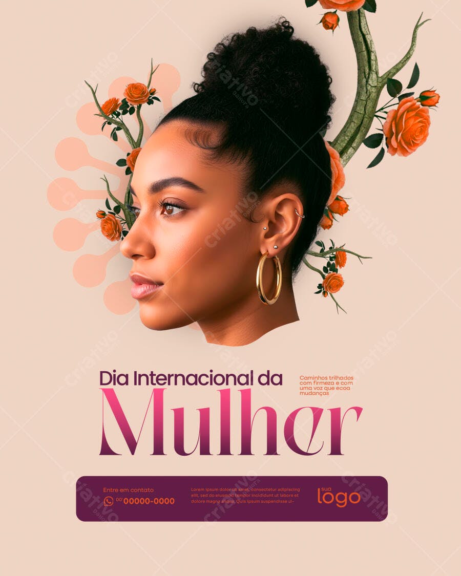 Flyer Dia Internacional da Mulher 8 de Março PSD Editável