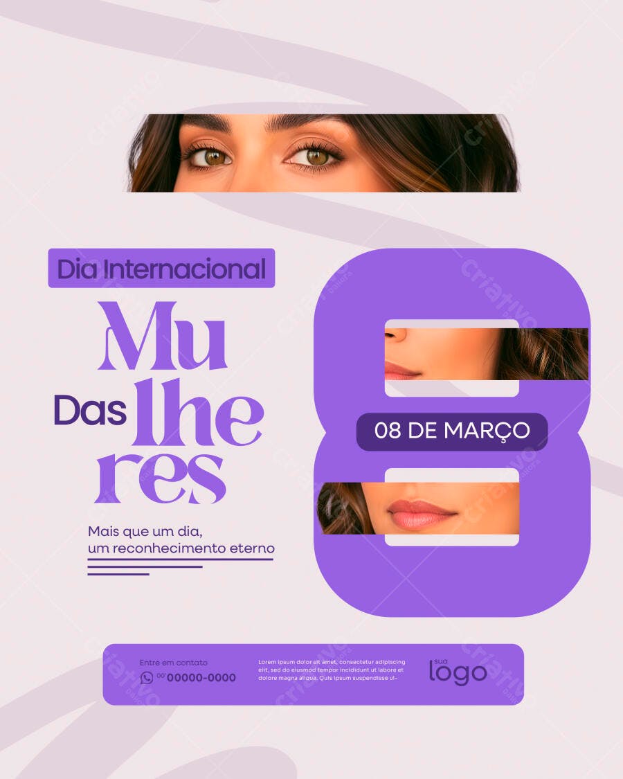 Post Instagram Dia da Mulher 8 de Março PSD Editável