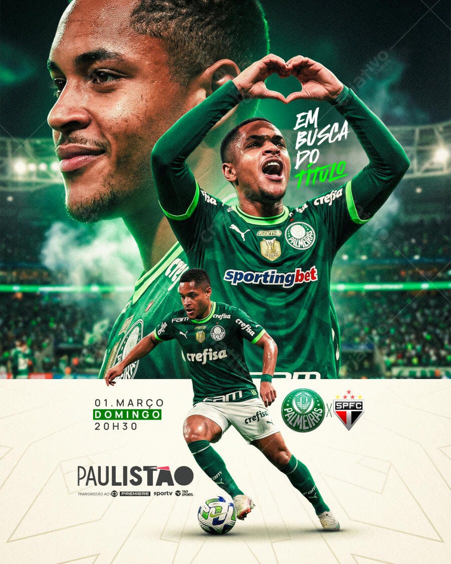Post Instagram Futebol Palmeiras Paulistão PSD Editável