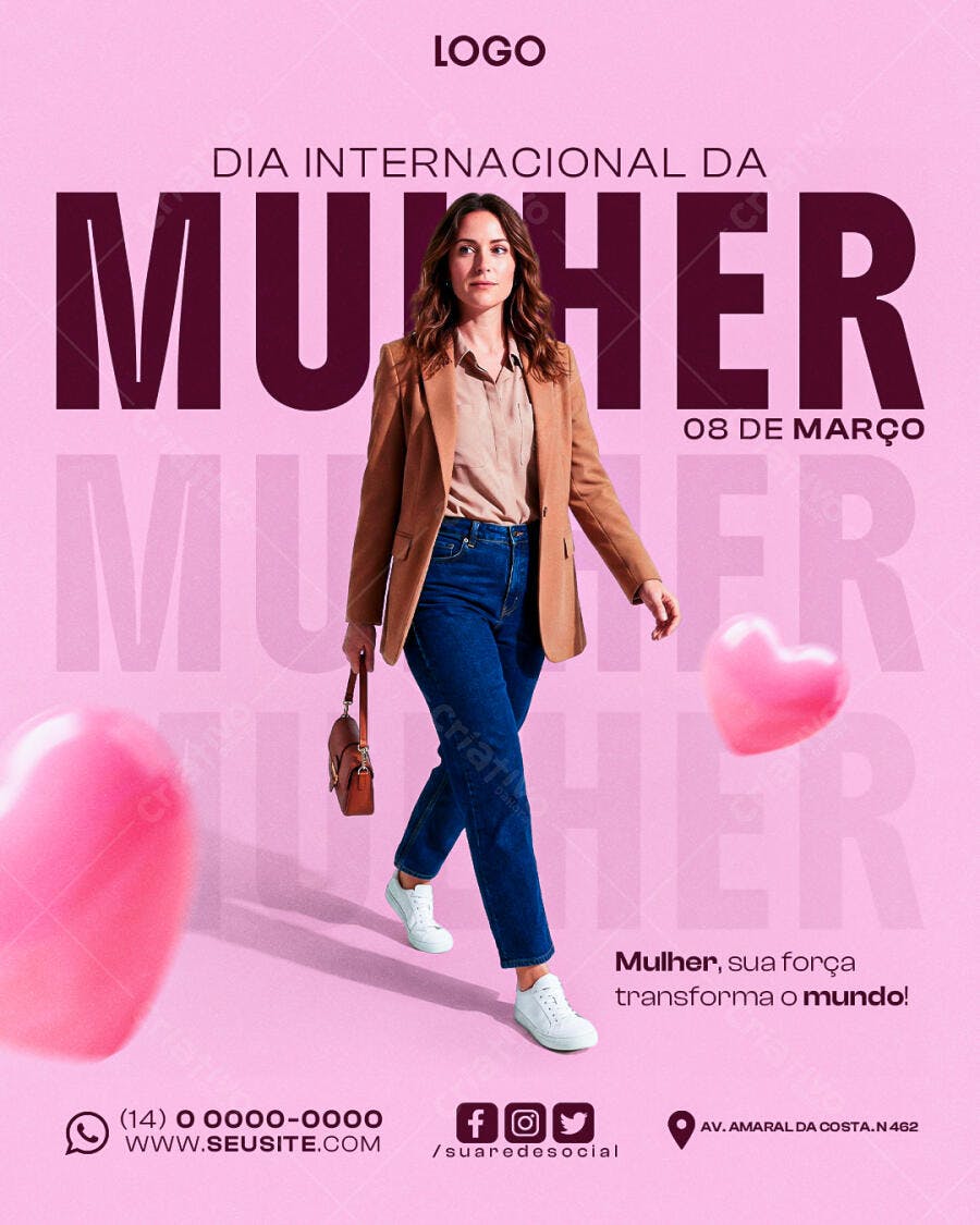 Post Instagram Dia Internacional da Mulher 8 de Março PSD Editável