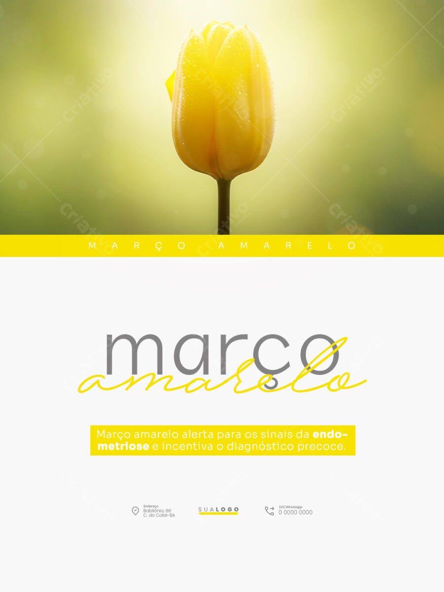 Post Março Amarelo Conscientização Endometriose PSD Editável