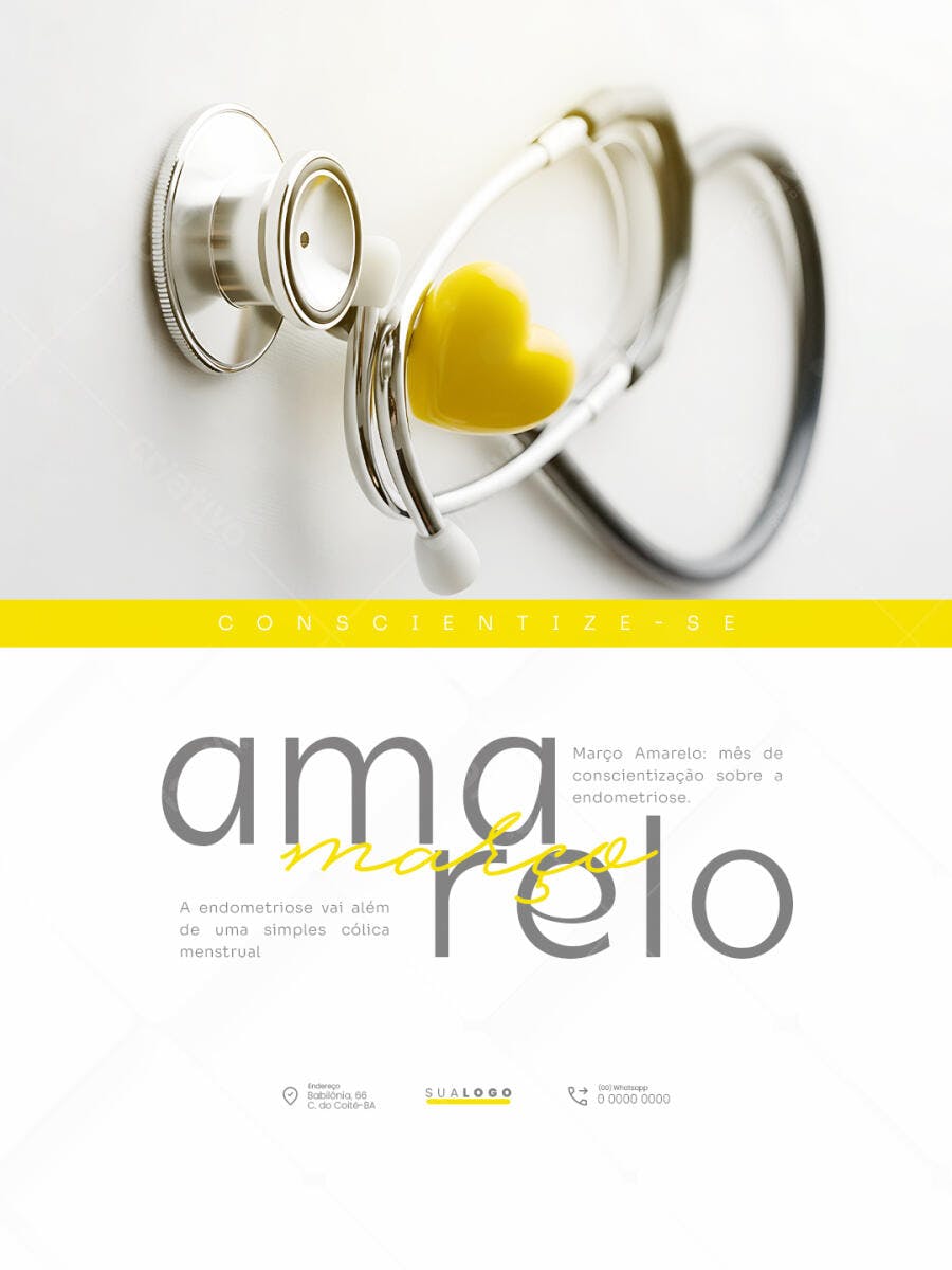 Post Março Amarelo Conscientização Endometriose PSD Editável