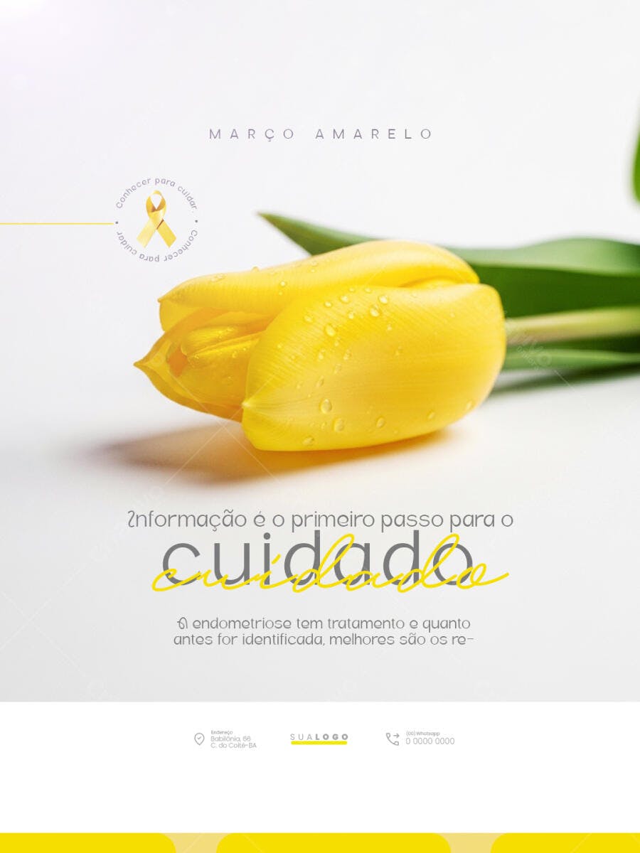 Post Março Amarelo Conscientização Endometriose PSD Editável