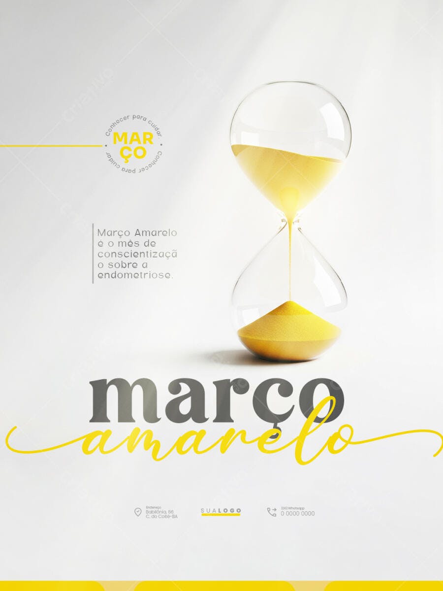 Post Instagram Março Amarelo Endometriose PSD Editável