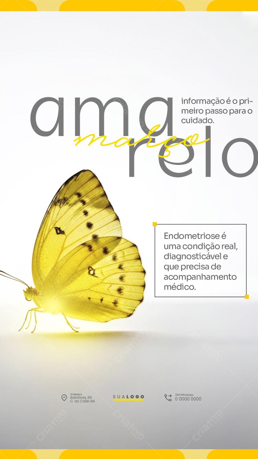 Post Instagram Março Amarelo Saúde Endometriose PSD Editável
