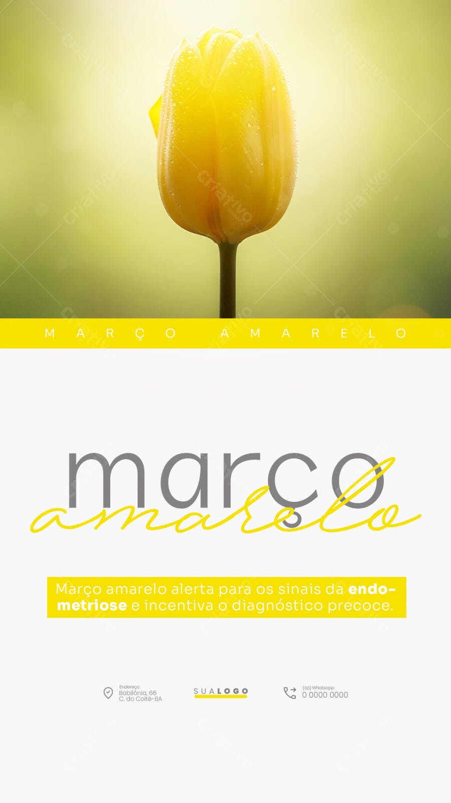 Story Março Amarelo Conscientização Endometriose PSD Editável