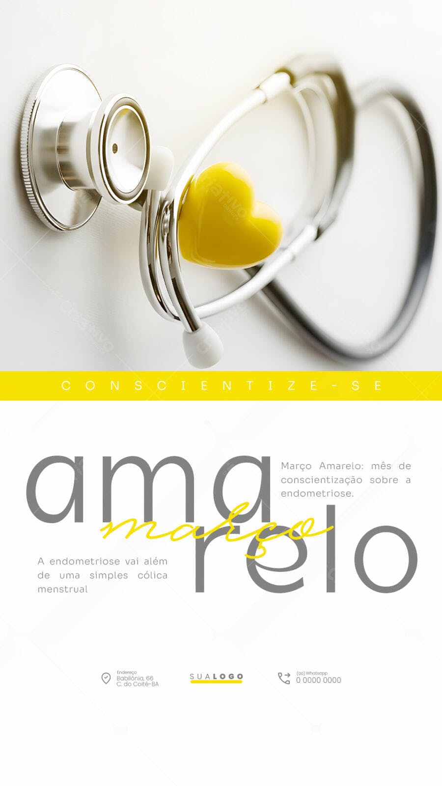 Post Instagram Março Amarelo Endometriose PSD Editável