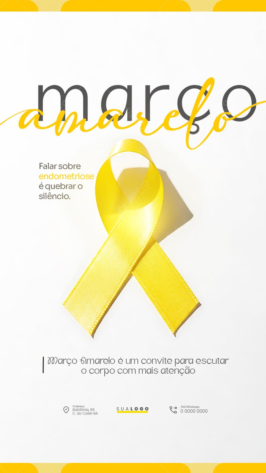 Post Março Amarelo Endometriose PSD Editável