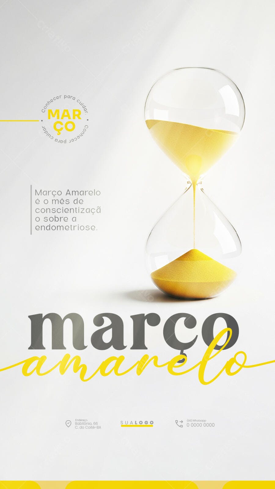 Post Março Amarelo Endometriose Conscientização PSD Editável