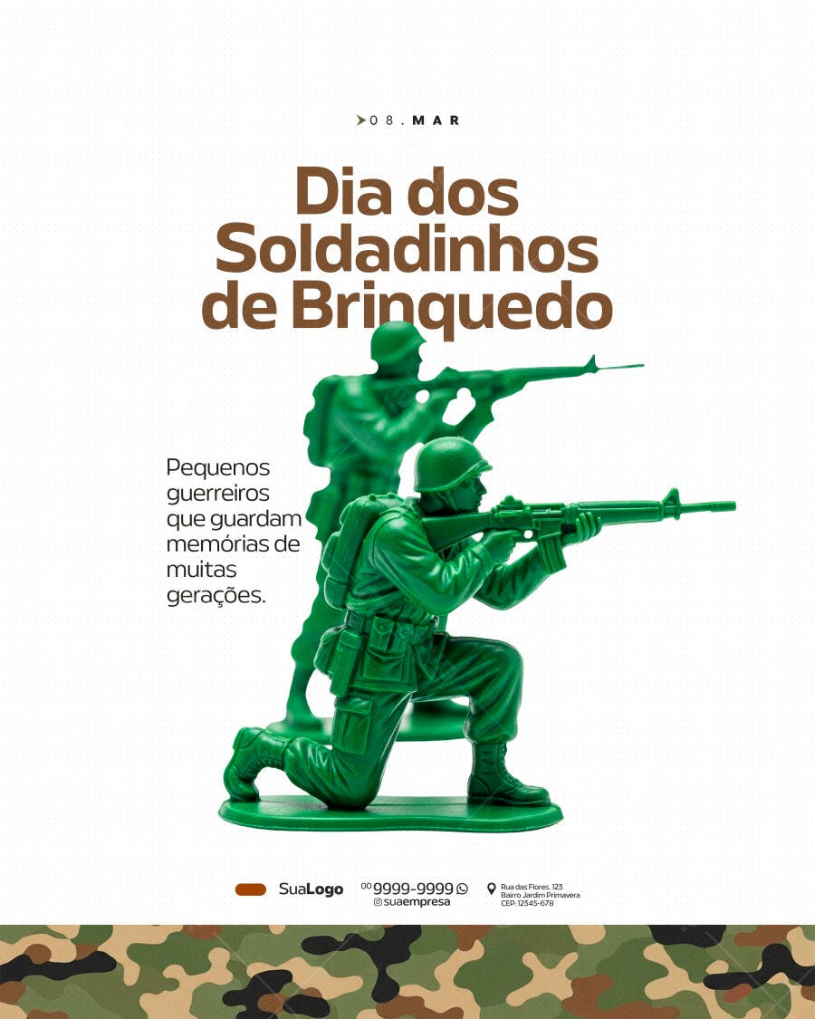 Post Instagram Dia Soldadinhos de Brinquedo PSD Editável