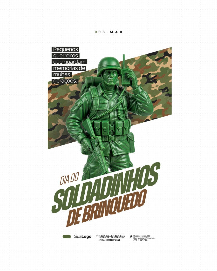 Post Instagram Dia do Soldadinho de Brinquedo PSD Editável