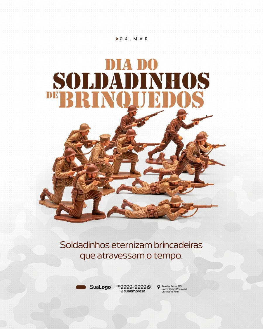 Post Dia do Soldadinho de Brinquedo 4 de Março PSD Editável