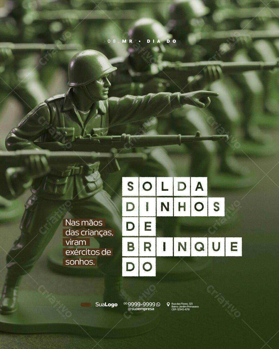 Post Instagram Dia das Crianças Soldadinhos de Brinquedo PSD Editável