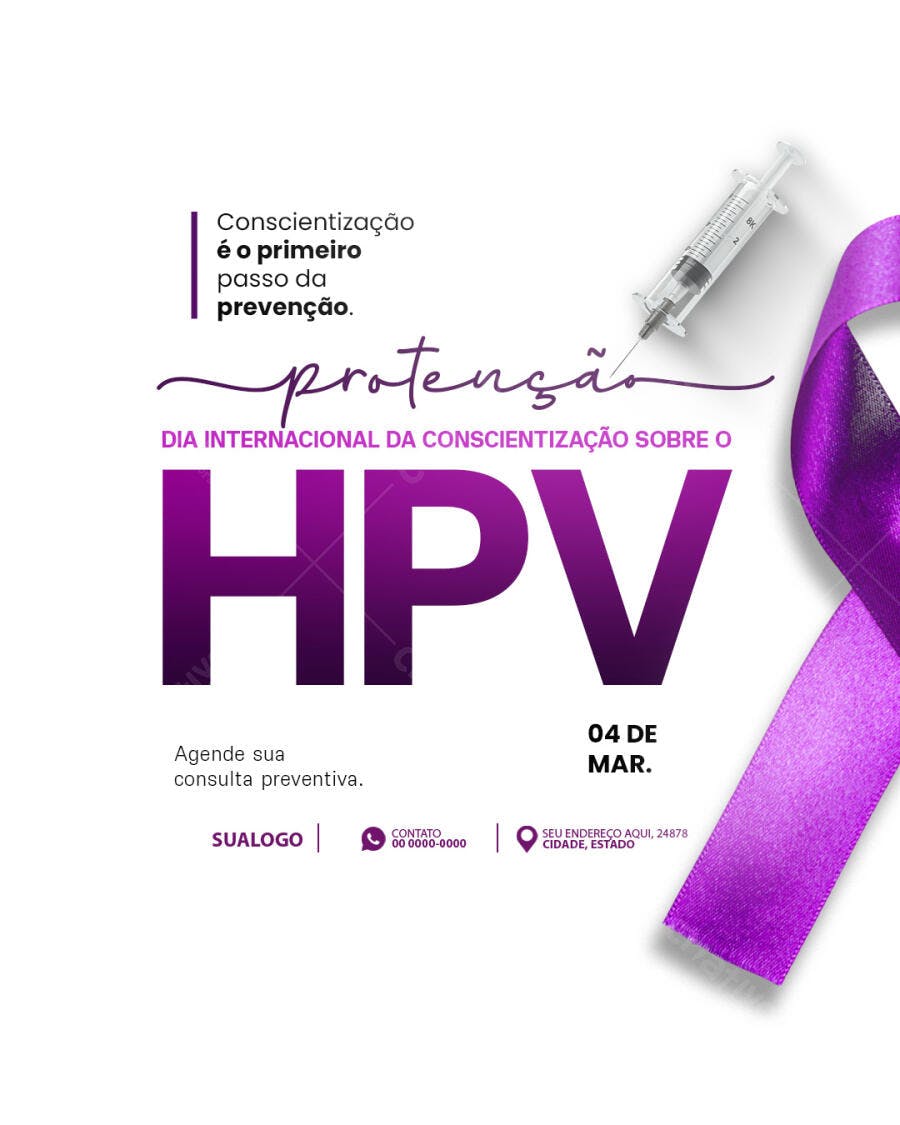 Post Instagram Dia Internacional HPV Março PSD Editável