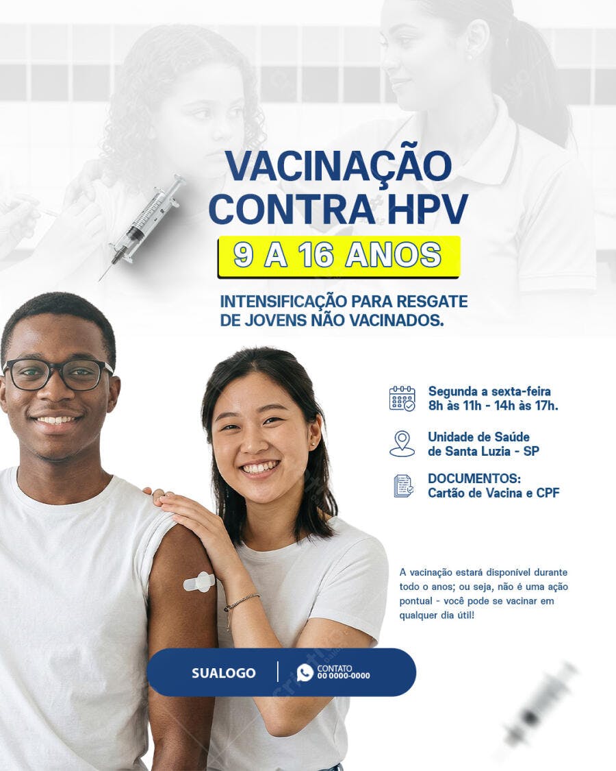 Flyer Vacinação HPV Jovens Saúde Pública PSD Editável
