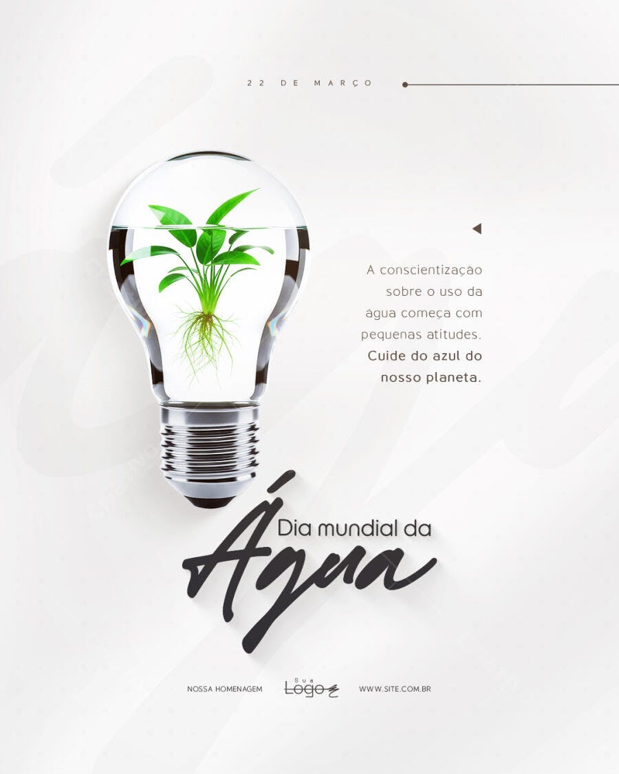 Post Instagram Dia Mundial da Água 22 de Março PSD Editável