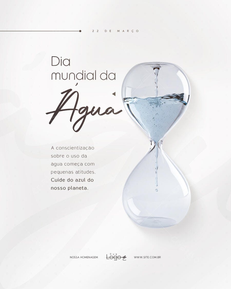 Post Instagram Dia Mundial da Água 22 de Março PSD Editável
