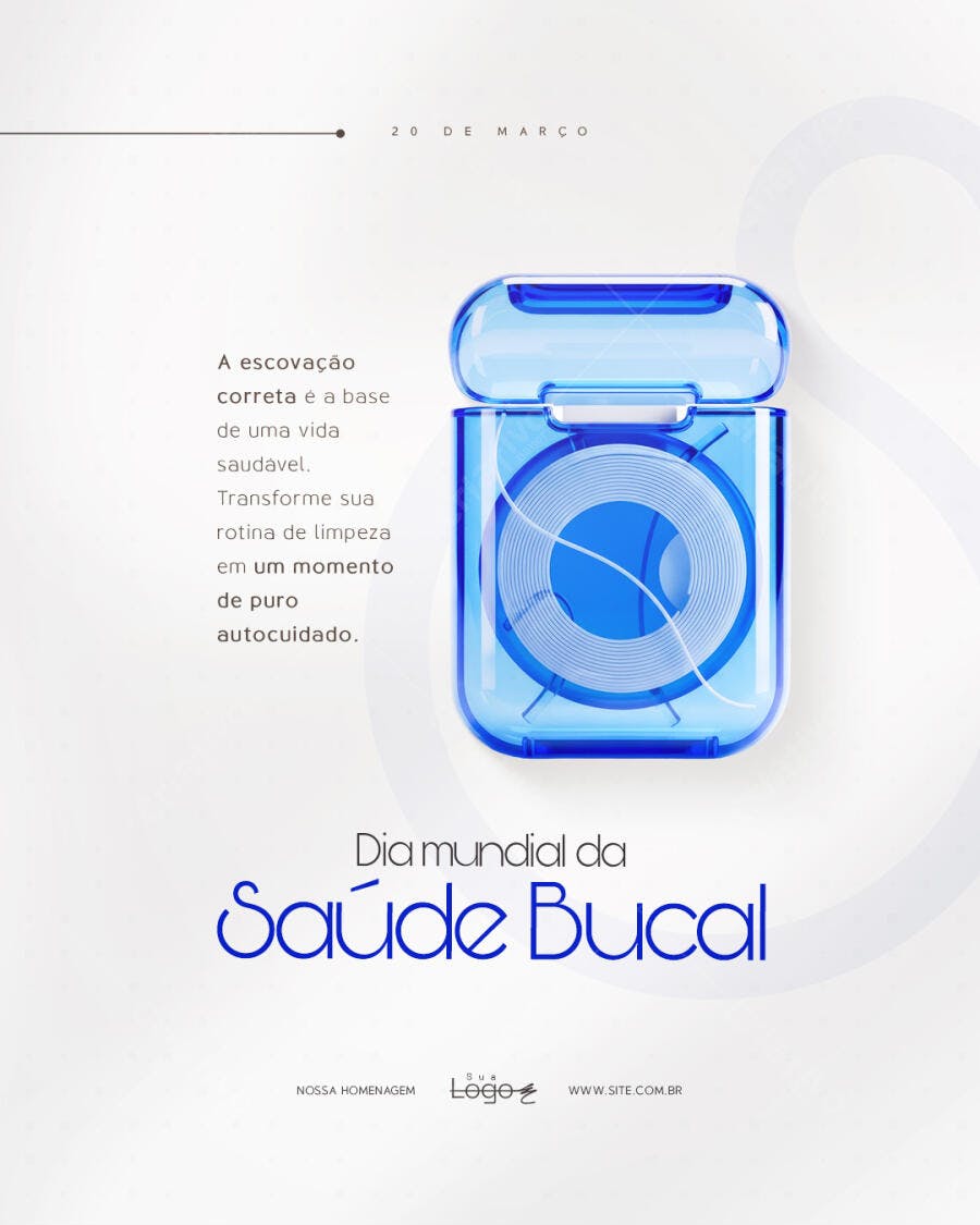 Post Instagram Dia Mundial Saúde Bucal Odontologia PSD Editável