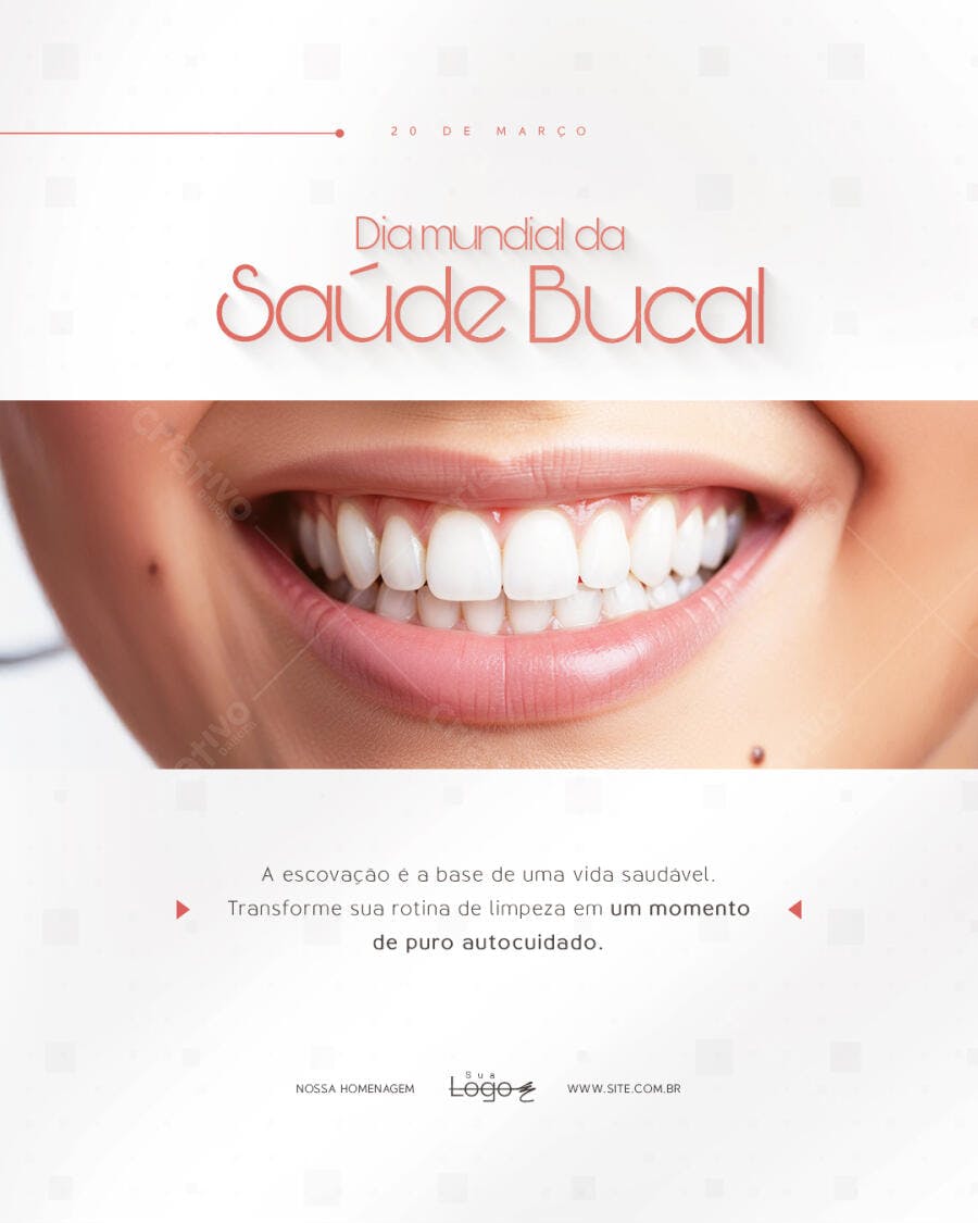 Post Instagram Dia Mundial Saúde Bucal Odontologia PSD Editável