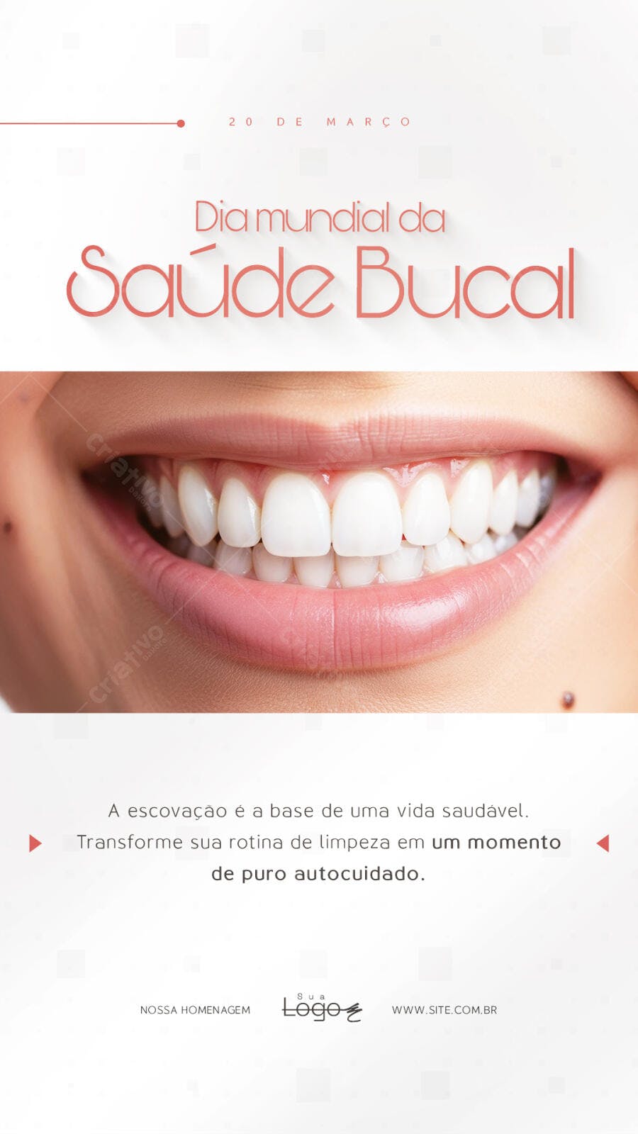 Post Instagram Dia Mundial Saúde Bucal Odontologia PSD Editável