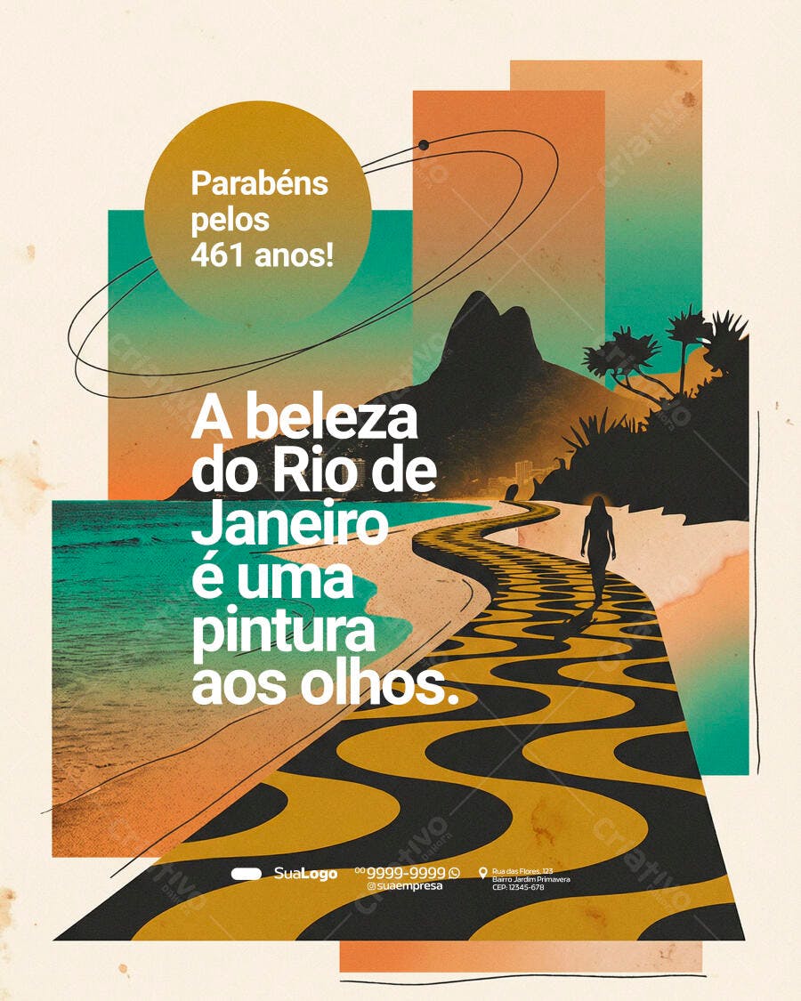 Flyer Aniversário Rio de Janeiro Ipanema PSD Editável