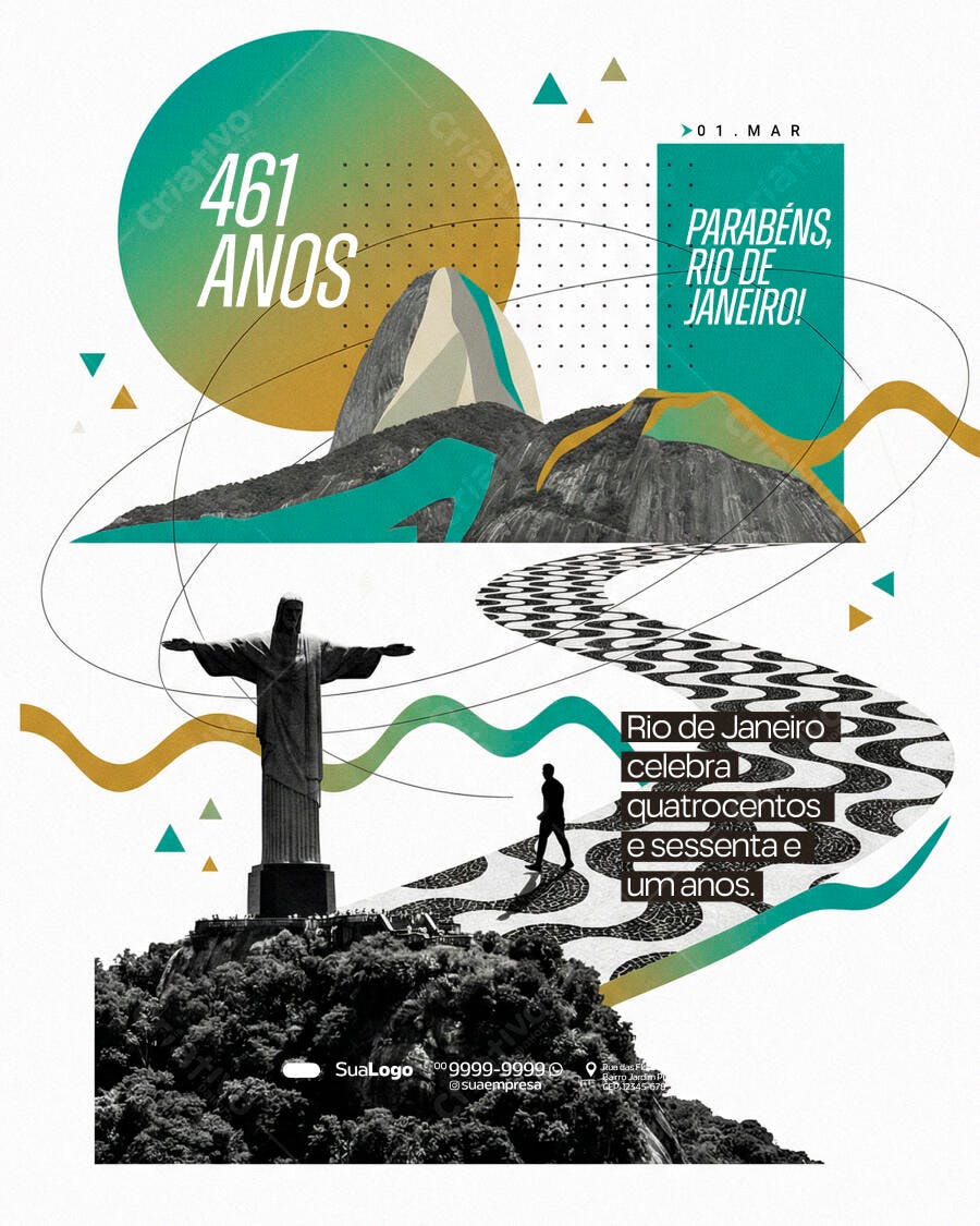 Post Instagram Aniversário Rio de Janeiro 461 Anos PSD Editável