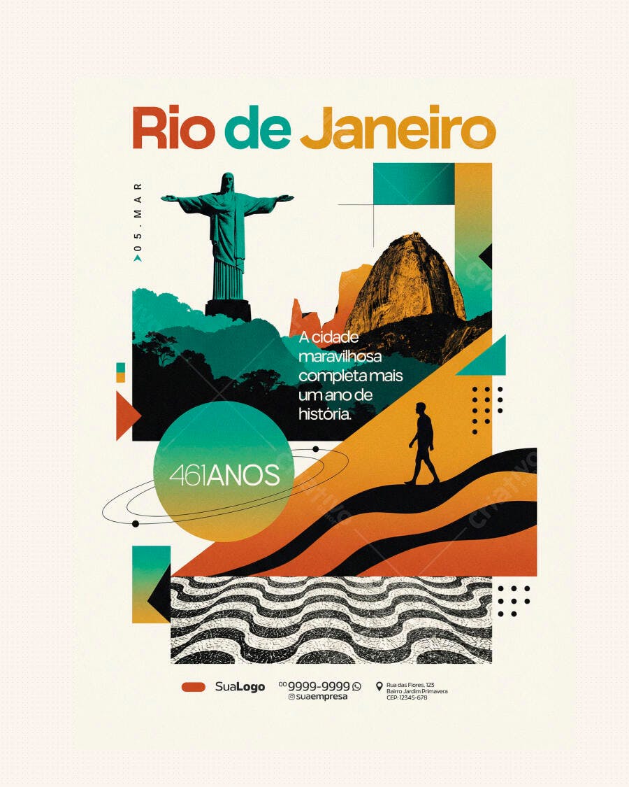 Flyer Rio de Janeiro Aniversário 461 Anos PSD Editável