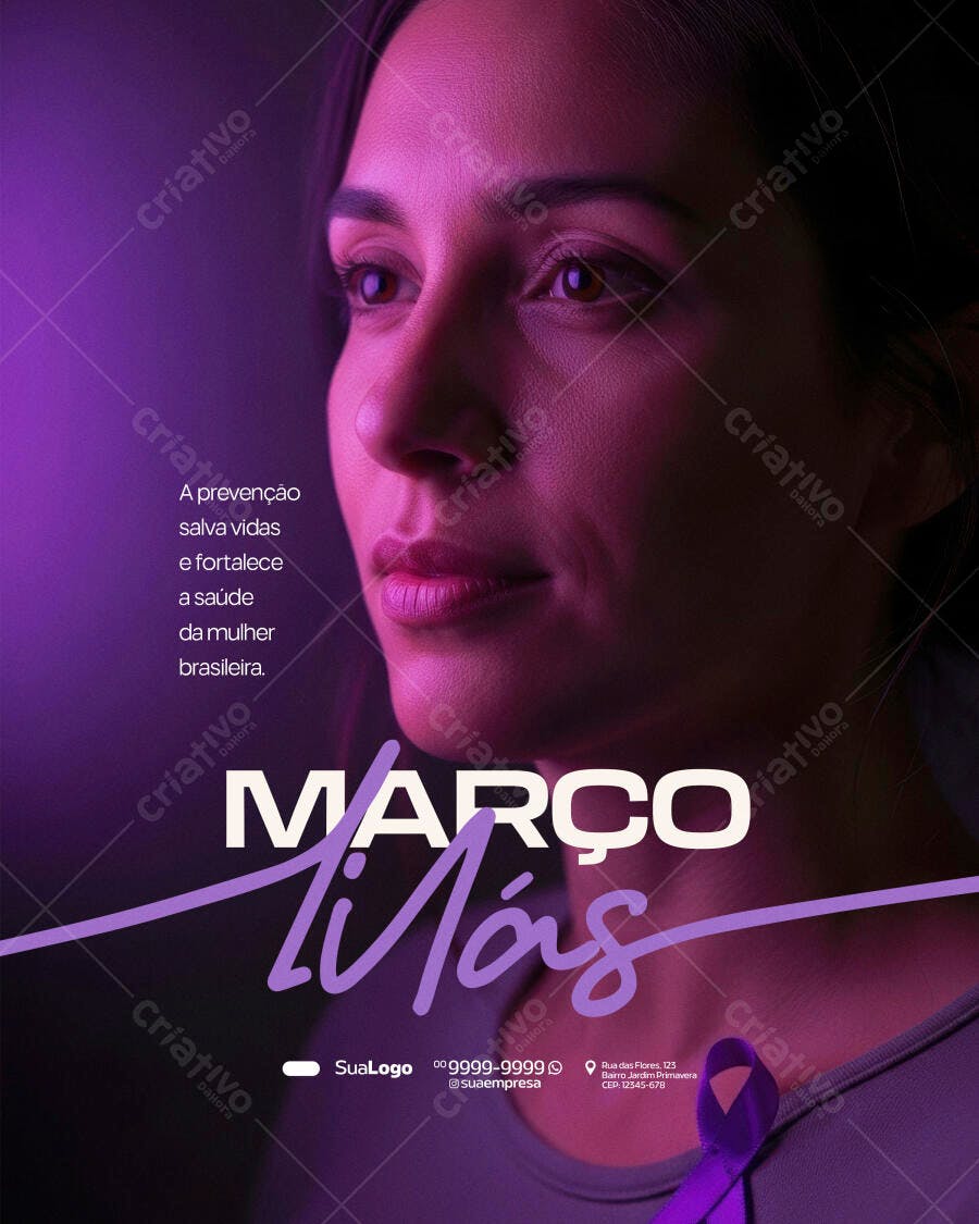 Post Instagram Março Lilás Saúde Mulher PSD Editável