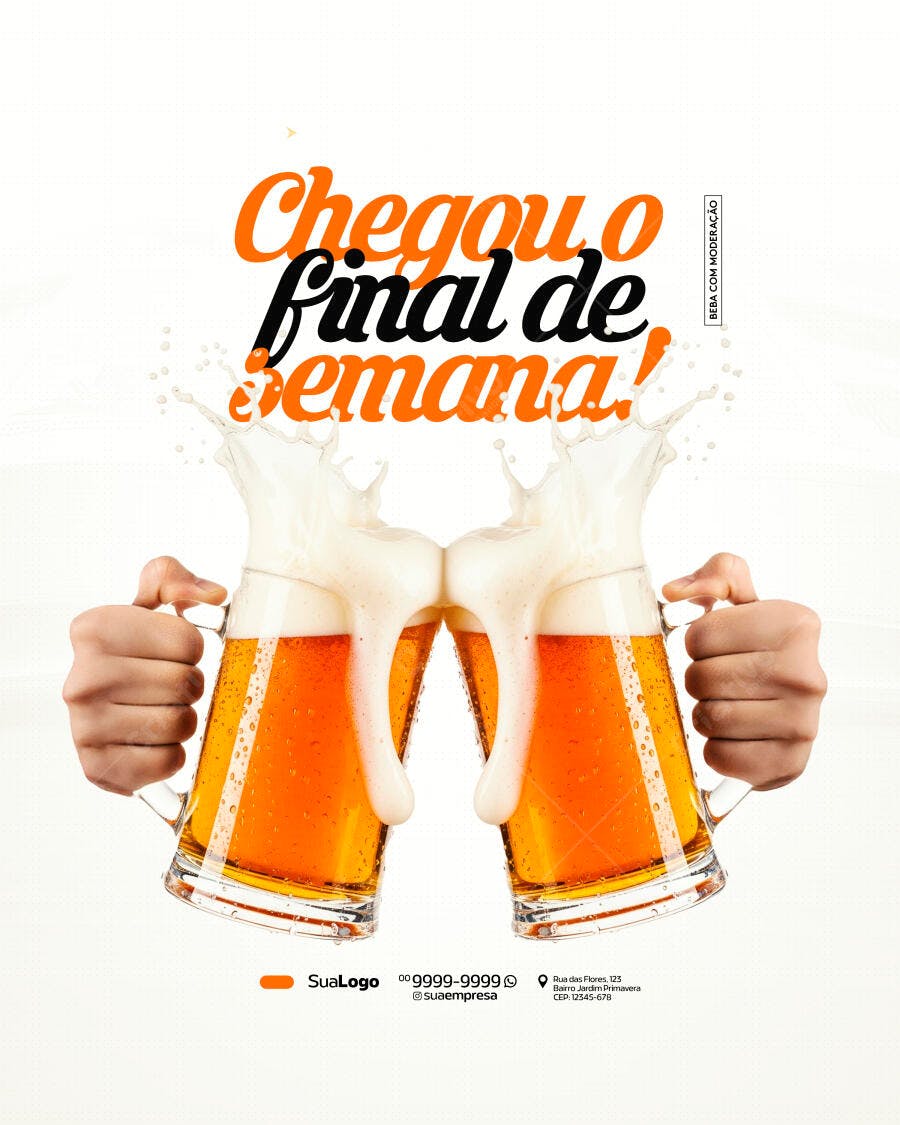 Post Instagram Final de Semana Cervejaria PSD Editável