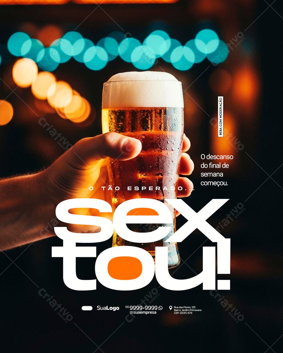 Post Instagram Sextou Cerveja Bar PSD Editável