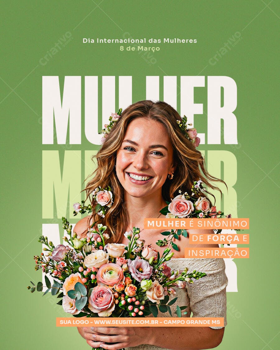 Post Dia Internacional da Mulher 8 de Março PSD Editável