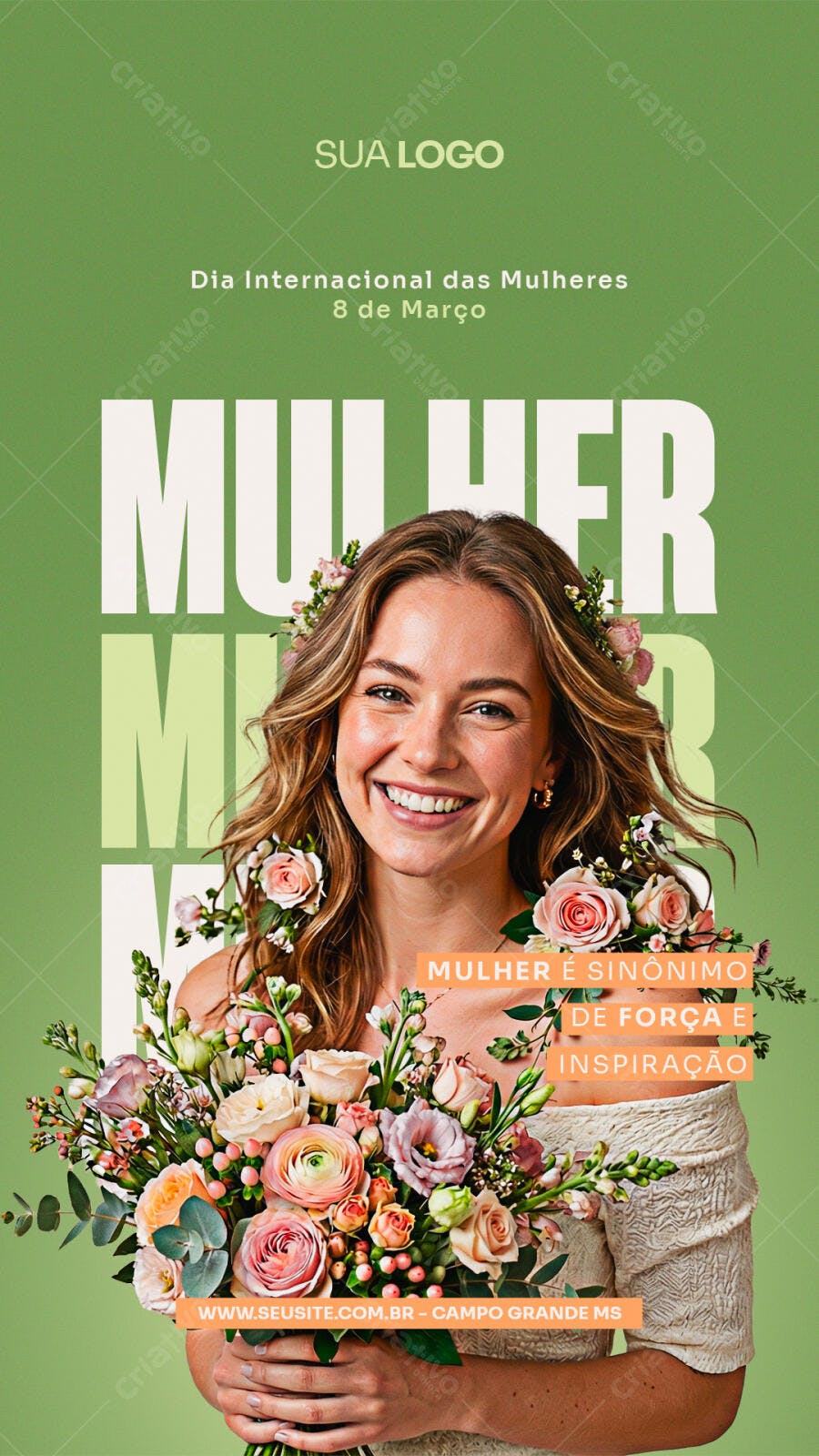 Story Dia da Mulher 8 de Março Floricultura PSD Editável