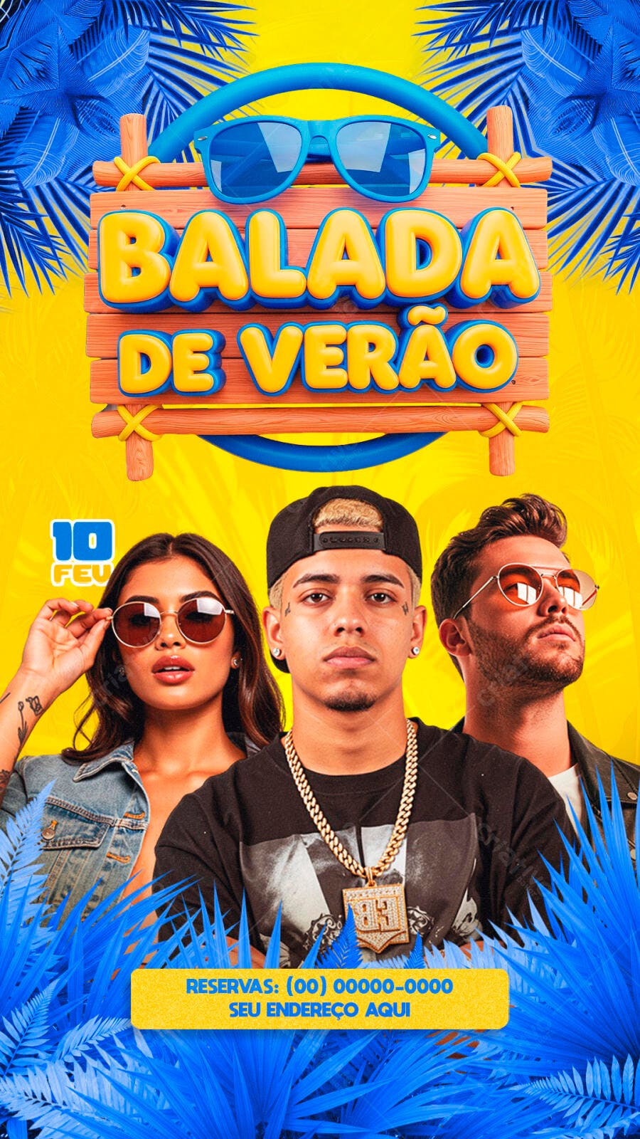 Story Balada de Verão Festa Noturna PSD Editável