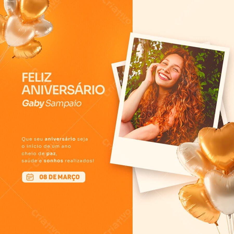 Post Instagram Feliz Aniversário Mulher PSD Editável