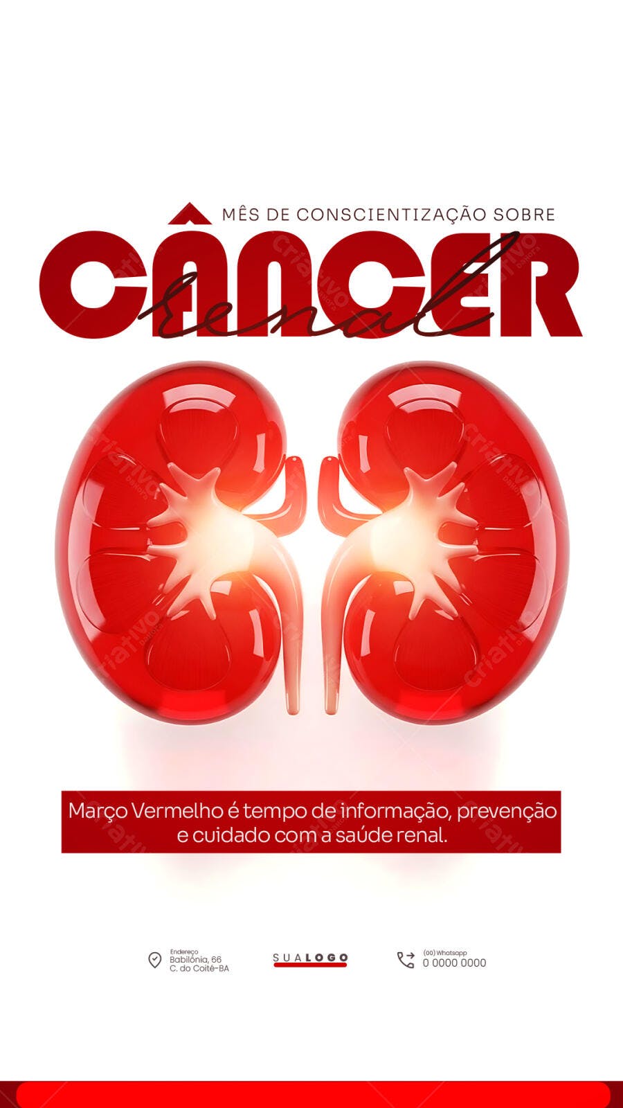 Post Instagram Março Vermelho Saúde Renal PSD Editável