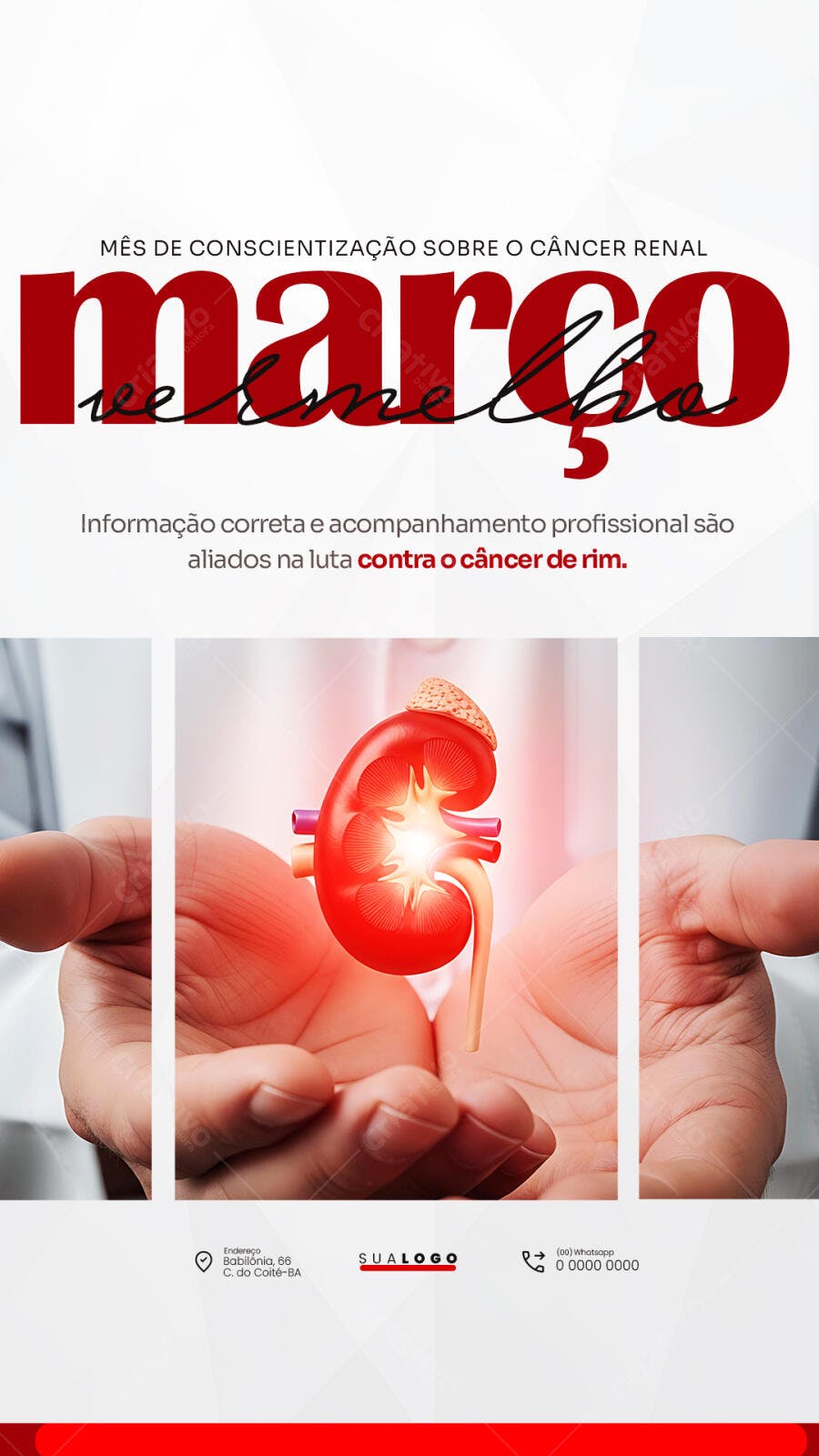 Post Março Mês Conscientização Câncer Renal PSD Editável