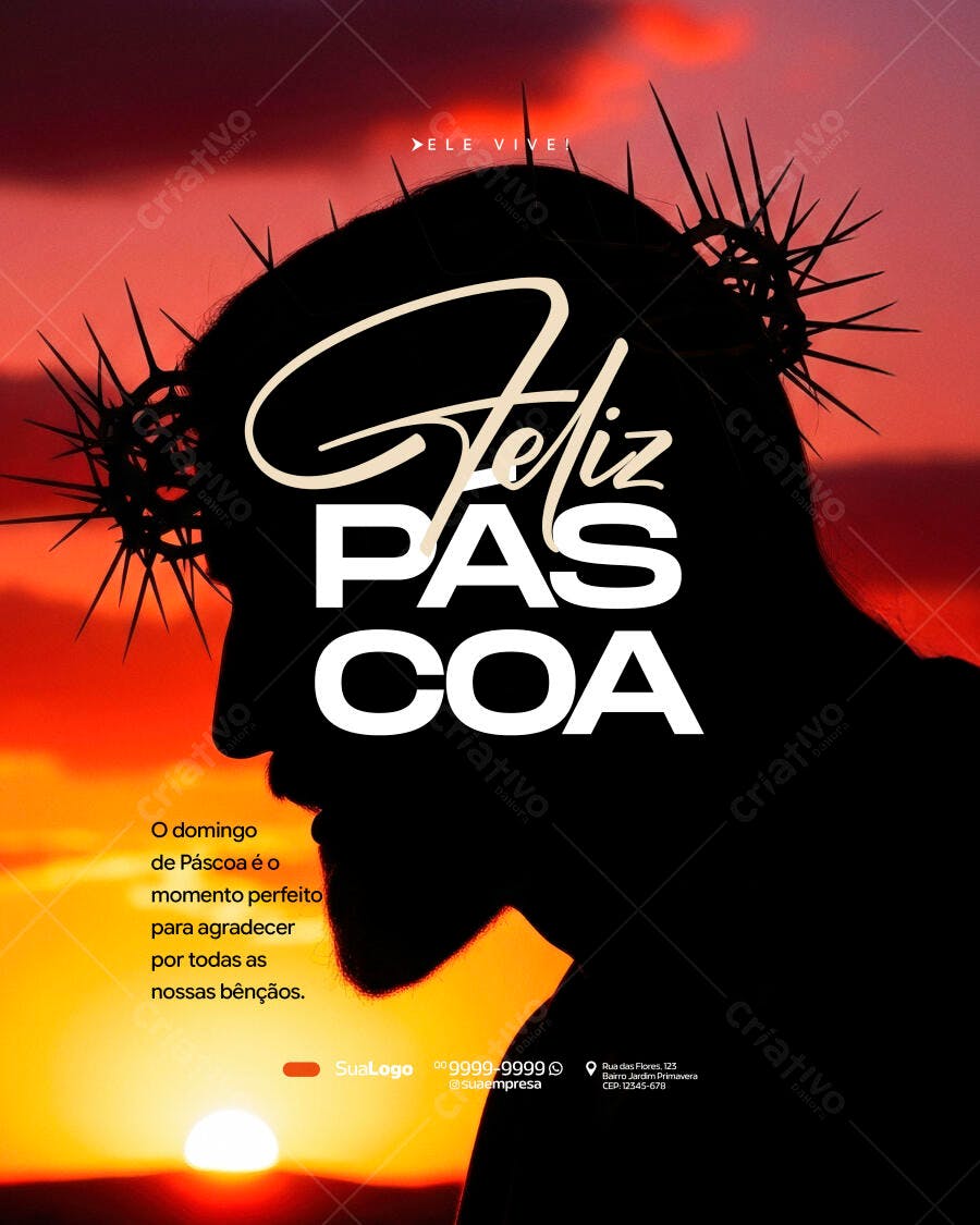 Post Instagram Páscoa Cristo Coroa Espinhos PSD Editável