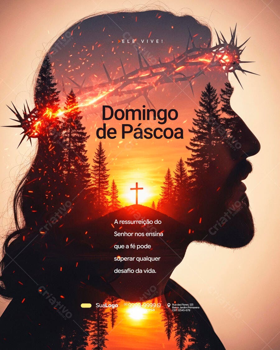 Post Domingo de Páscoa Jesus Cristo PSD Editável