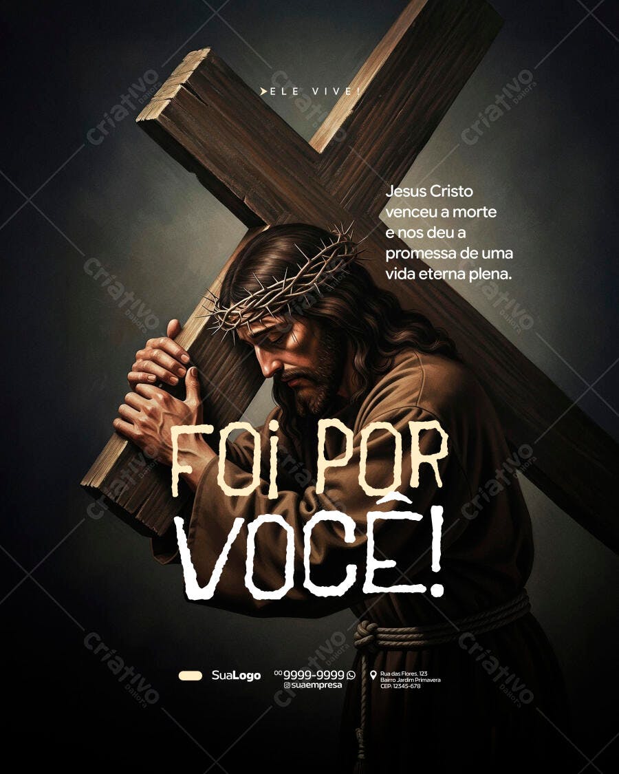 Post Páscoa Jesus Cristo Igreja PSD Editável