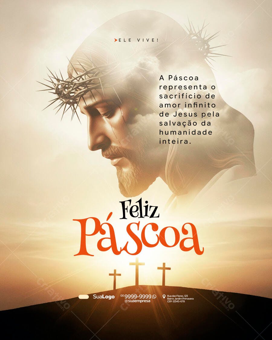 Post Instagram Páscoa Jesus Cristo PSD Editável