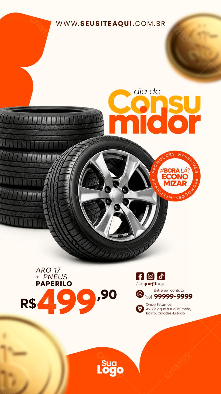Post Dia do Consumidor Pneus Automotivo PSD Editável