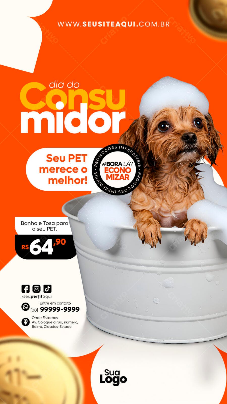 Story Dia do Consumidor Pet Shop Banho e Tosa PSD Editável