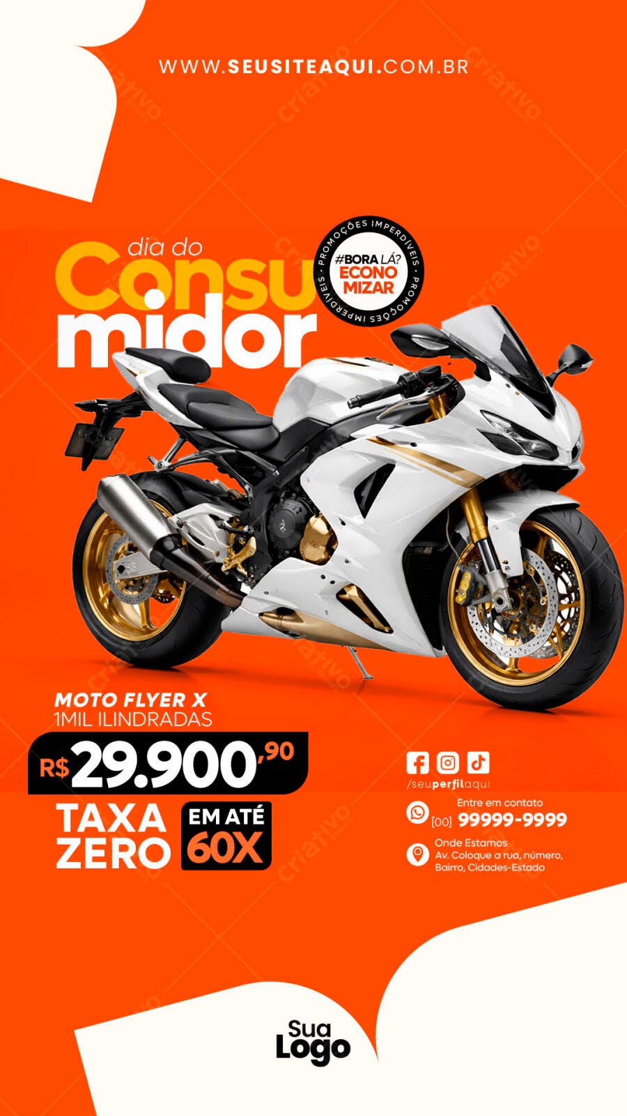 Story Dia do Consumidor Moto Esportiva PSD Editável