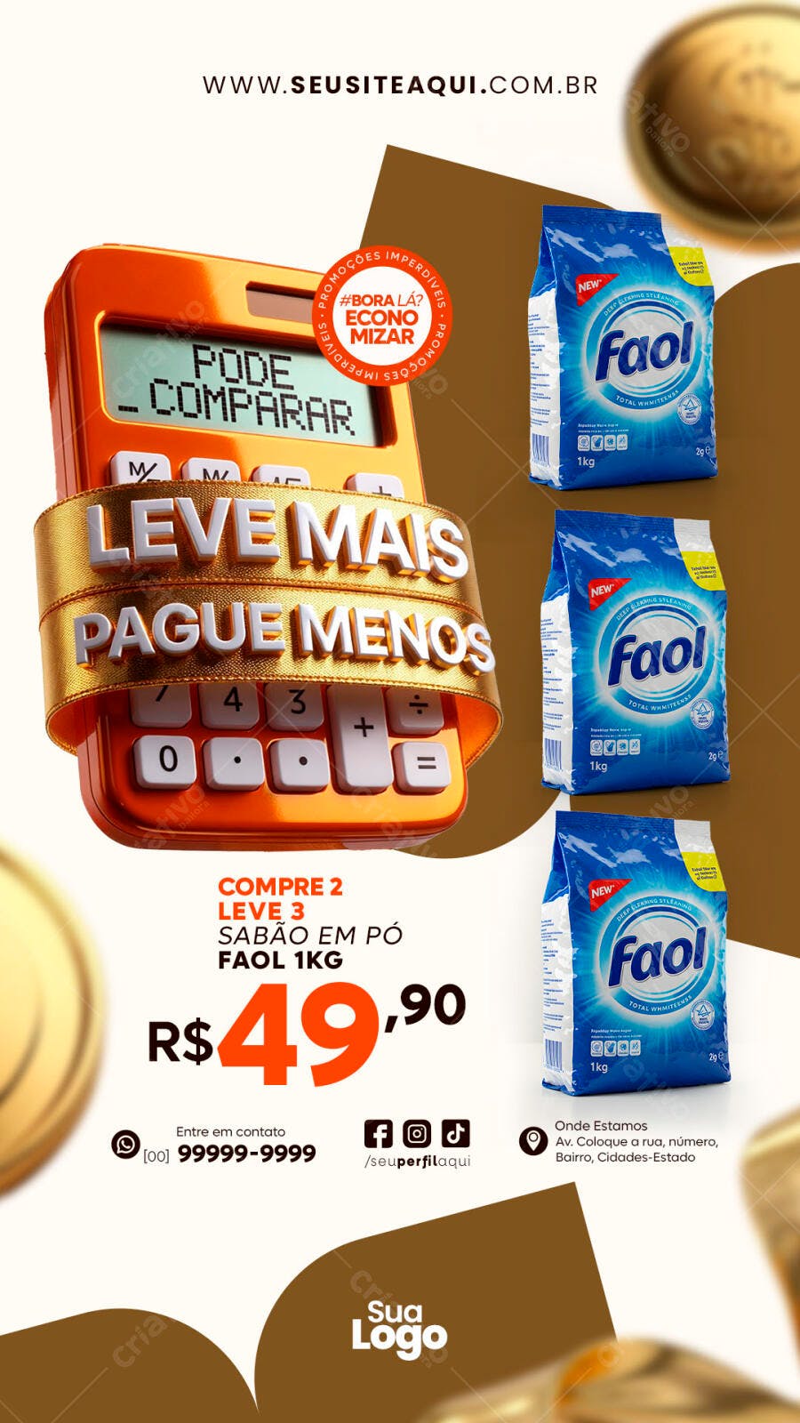 Post Instagram Supermercado Oferta Leve Mais PSD Editável