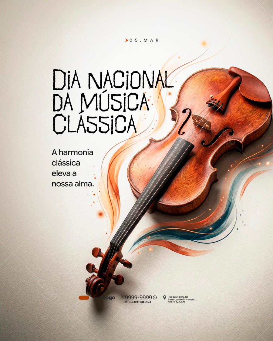 Post Dia Nacional Música Clássica 05 Março PSD Editável